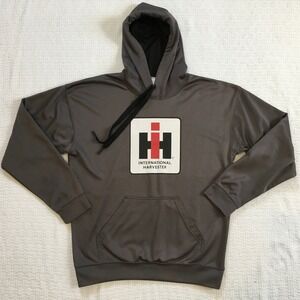 Men's International Harvester IH‎ Logo Gray Hoodie Sweatshirt
